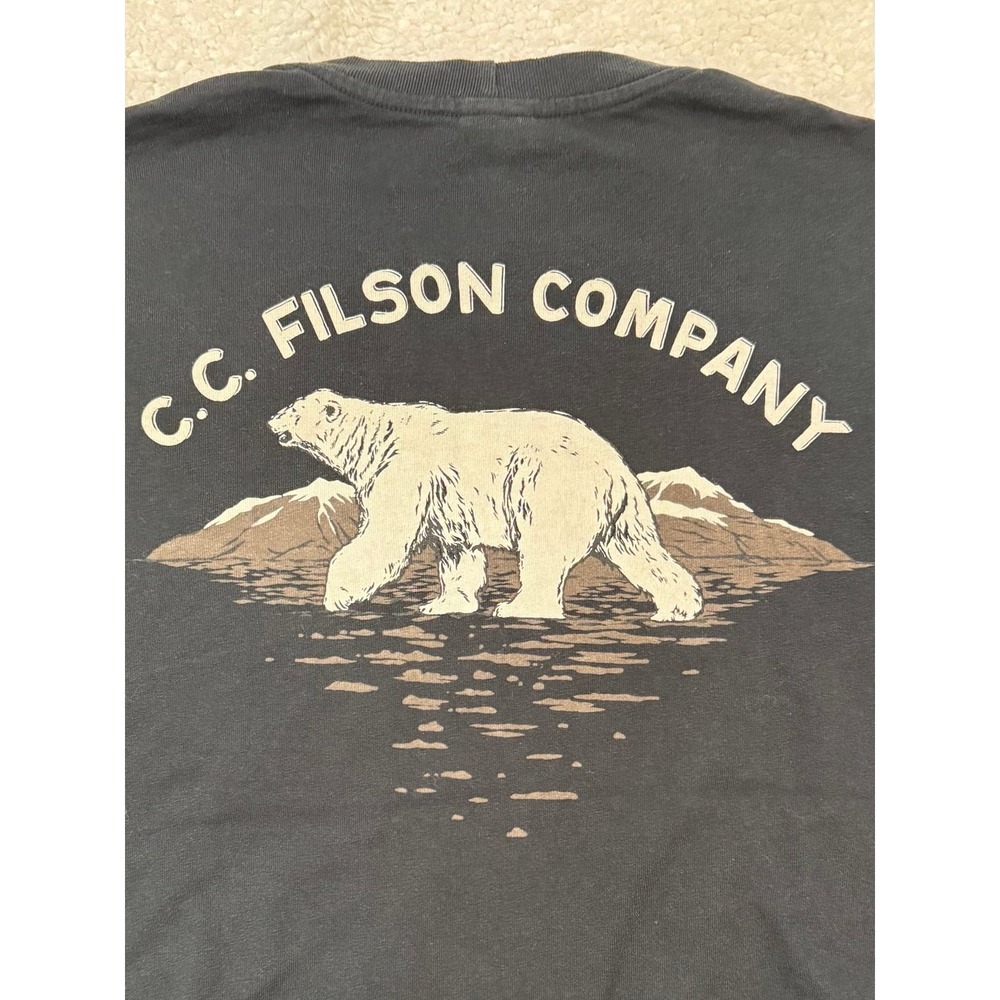 Filson Long Sleeve Pioneer Graphic T-Shirt - Black/Polar Bear - L - Made in USA - Picture 2 of 8